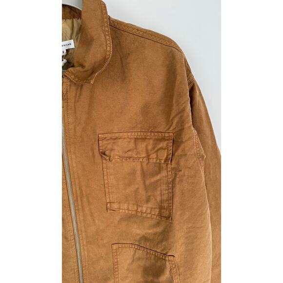 Good American Chore Dropped Shoulder Utility Jacket Rust Size 2 Medium Brown New - Picture 4 of 10